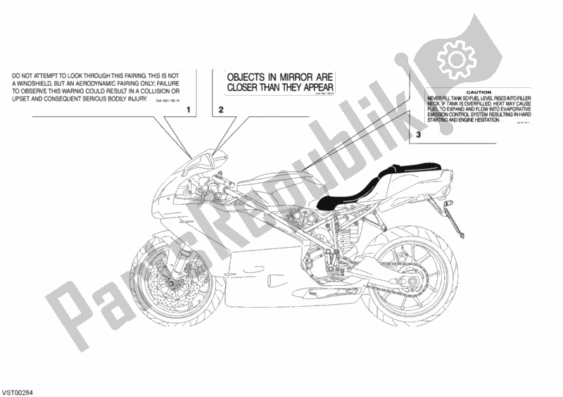 Toutes les pièces pour le étiquettes D'avertissement Usa du Ducati Superbike 999 S 2004